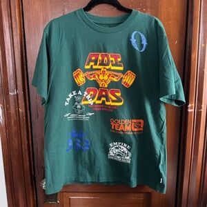 Adidas green streetwear short sleeve tee with graphics